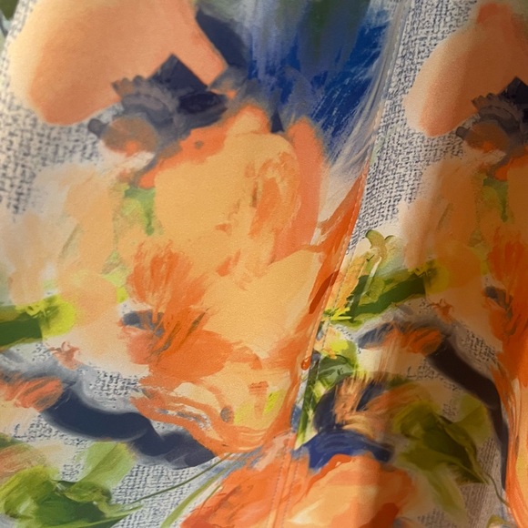 Calvin Klein Light Blue Midi Dress with Orange Floral Border - Picture 9 of 9